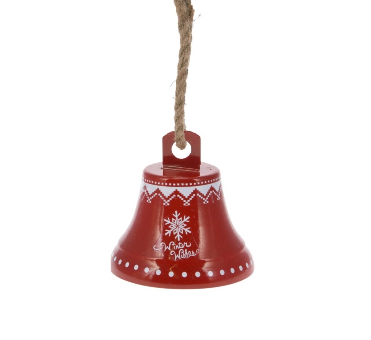 Clopotel decorativ Snowflake v3, Excellent Houseware, 17x17 cm, fier/iuta, rosu - imagine 3